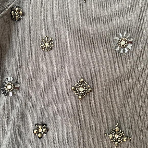 J.Crew Factory Gray Beaded Sweatshirt XS - Picture 3 of 3